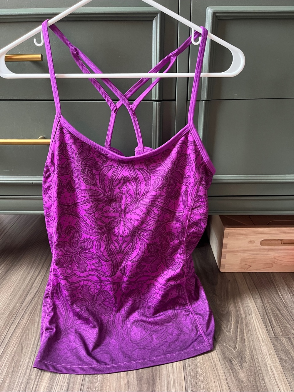 Athleta Harmonious Strappy Back Purple Floral-Print Camisole